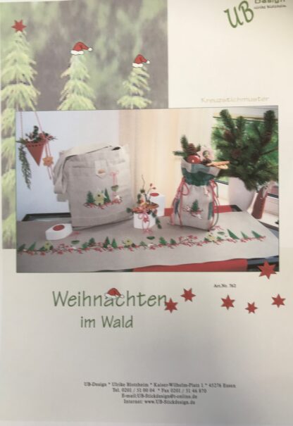 Stickvorlage Weihnachten im Wald