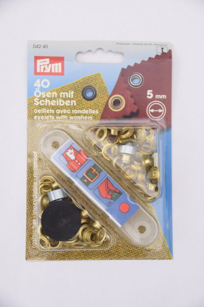 Prym 40 Ösen mit Scheiben (golden, 5mm)