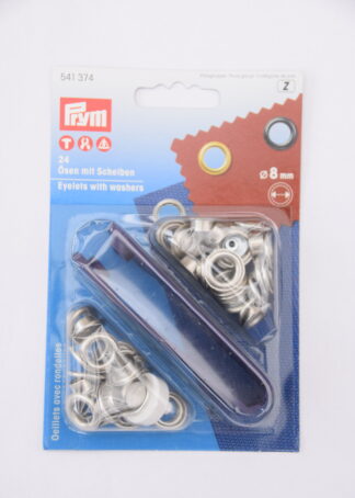 Prym 24 Ösen mit Scheiben (silber, 8mm)
