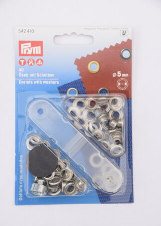 Prym 40 Ösen mit Scheiben (silber, 5mm)