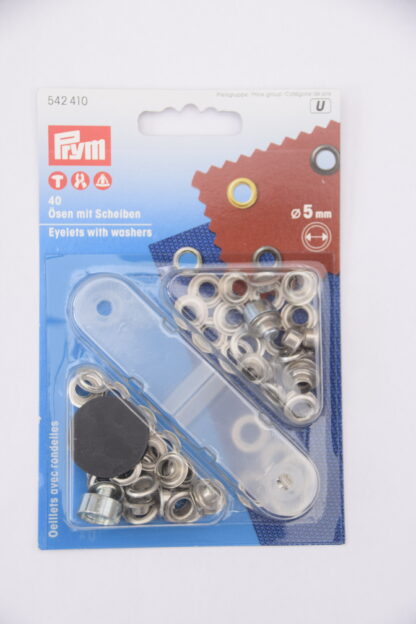 Prym 40 Ösen mit Scheiben (silber, 5mm)