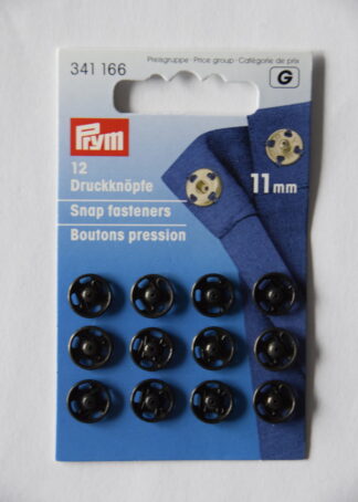 Prym 12 Druckknöpfe (Schwarz, 11mm)