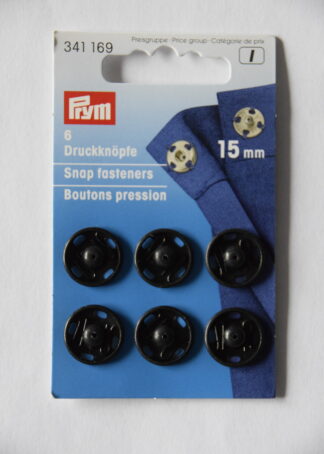 Prym 6 Druckknöpfe (Schwarz, 15mm)
