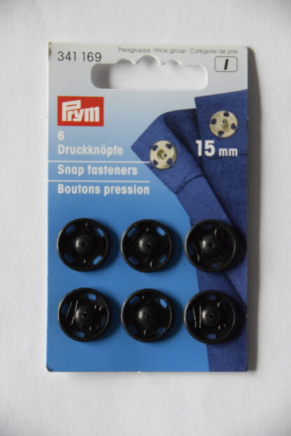 Prym 6 Druckknöpfe (Schwarz, 15mm)