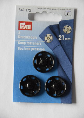 Prym 3 Druckknöpfe (Schwarz, 21mm)