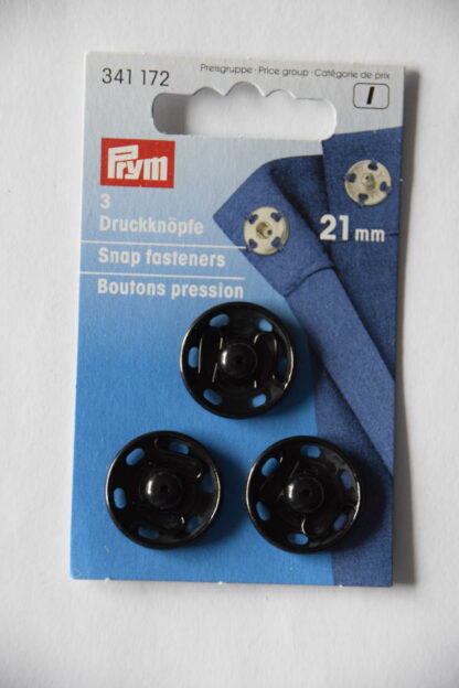 Prym 3 Druckknöpfe (Schwarz, 21mm)
