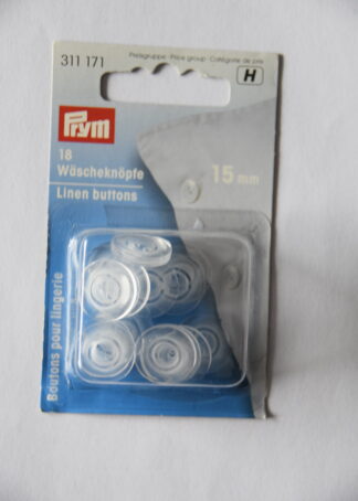 Prym 18 Wäscheknöpfe (durchsichtig/ 15mm)