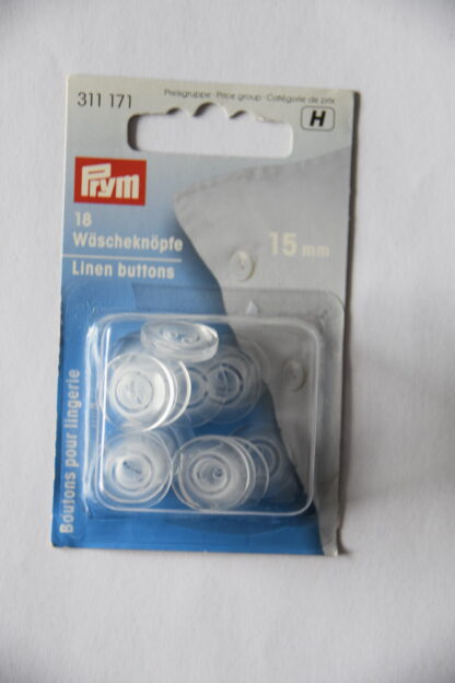 Prym 18 Wäscheknöpfe (durchsichtig/ 15mm)