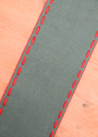 Leinenband grün - roter Rand
