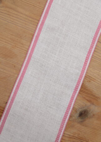Leinenband beige- doppelter rosa Rand