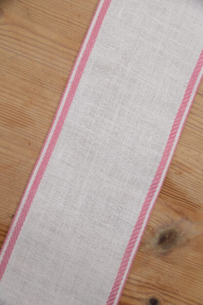 Leinenband beige- doppelter rosa Rand