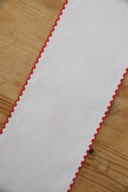 Aidaband weiß- roten Rüschenrand (10 cm)