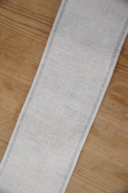 Leinenband creme - doppelt Silber