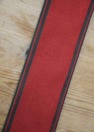 Leinenband rot - doppelt dunkelgrüner Rand
