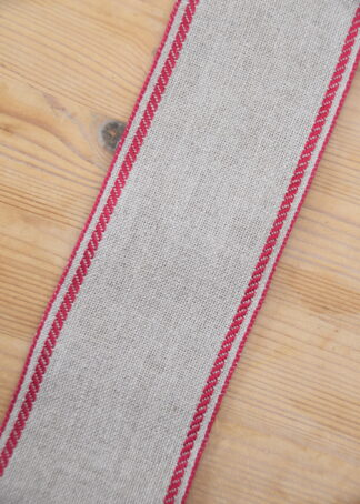 Leinenband natur - doppelt roter Rand
