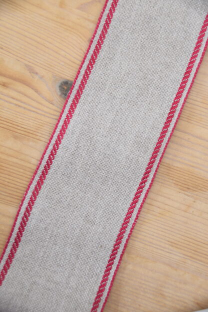 Leinenband natur - doppelt roter Rand