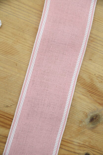 Leinenband pastellrosa - dpl. weißer Rand